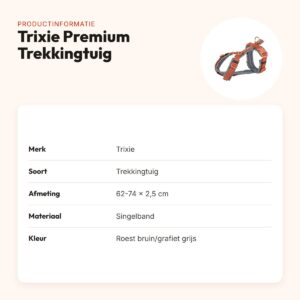 Trixie hondentuig Premium Trekking roest bruin/grafiet grijs 62-74 x 2,5 cm – productinformatie