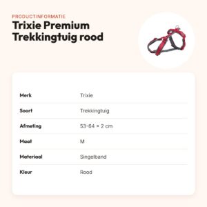 Trixie hondentuig Premium Trekking rood 53-64 cm – gevoerd – productinformatie