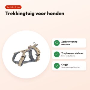 Trixie hondentuig Premium Trekking zand taupe/grafiet grijs 44-53 cm – voordelen