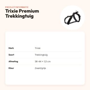 Trixie hondentuig Premium Trekking zwart/grijs 36-44 cm – gevoerd – productinformatie