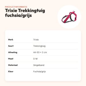 Trixie hondentuig Trekking fuchsia/grijs 44-53 cm – gevoerd, singelband – productinformatie