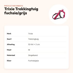 Trixie hondentuig Trekking fuchsia/grijs 53-64 cm – gevoerd, singelband – productinformatie