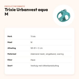 Trixie hondentuig Urbanvest mesh aqua M 58-61 x 2 cm – productinformatie