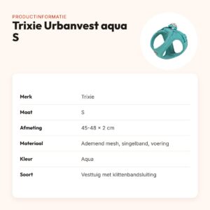 Trixie hondentuig Urbanvest mesh aqua S 45-48 x 2 cm – productinformatie