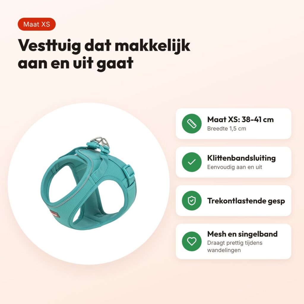Trixie hondentuig Urbanvest mesh aqua XS 38-41 x 1,5 cm – voordelen