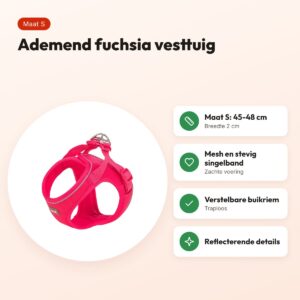 Trixie hondentuig Urbanvest mesh fuchsia S 45-48 x 2 cm – voordelen