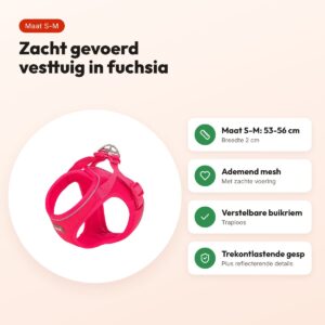 Trixie hondentuig Urbanvest mesh fuchsia S-M 53-56 x 2 cm – voordelen