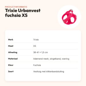 Trixie hondentuig Urbanvest mesh fuchsia XS 38-41 x 1,5 cm – productinformatie