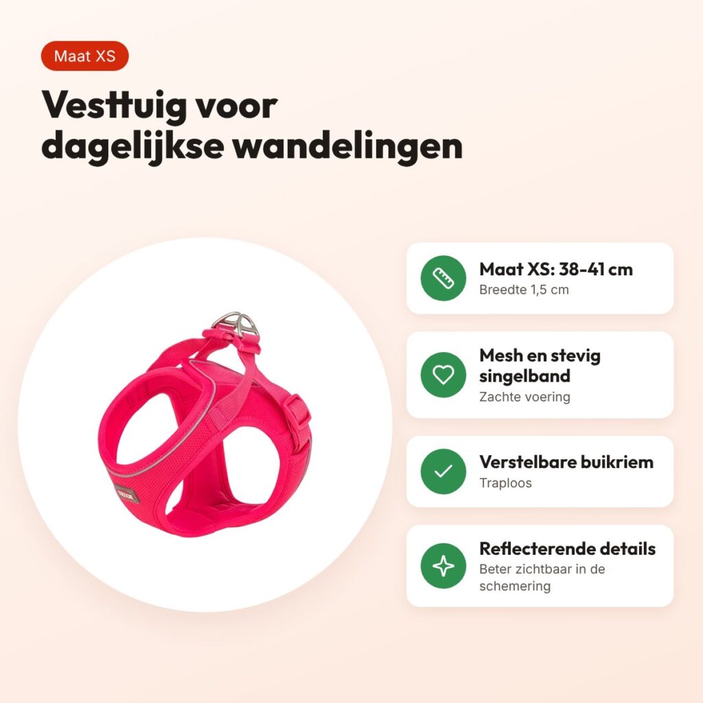 Trixie hondentuig Urbanvest mesh fuchsia XS 38-41 x 1,5 cm – voordelen
