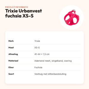 Trixie hondentuig Urbanvest mesh fuchsia XS-S 41-44 x 1,5 cm – productinformatie