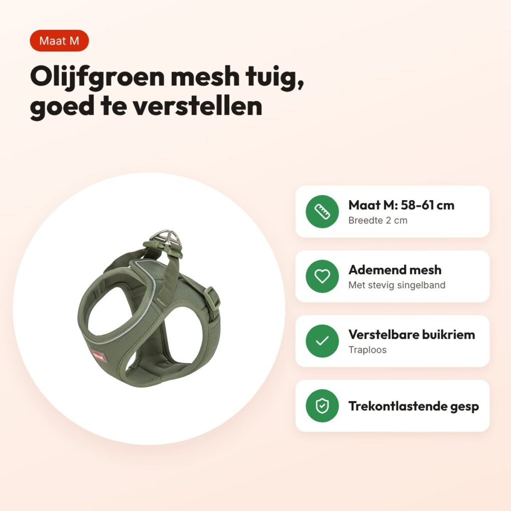 Trixie hondentuig Urbanvest mesh olijfgroen M 58-61 x 2 cm – voordelen