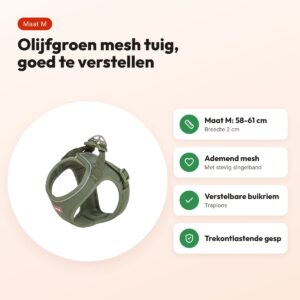 Trixie hondentuig Urbanvest mesh olijfgroen M 58-61 x 2 cm – voordelen