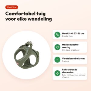 Trixie hondentuig Urbanvest mesh olijfgroen S-M 53-56 x 2 cm – voordelen
