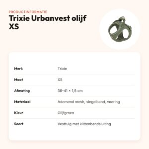 Trixie hondentuig Urbanvest mesh olijfgroen XS 38-41 x 1,5 cm – productinformatie