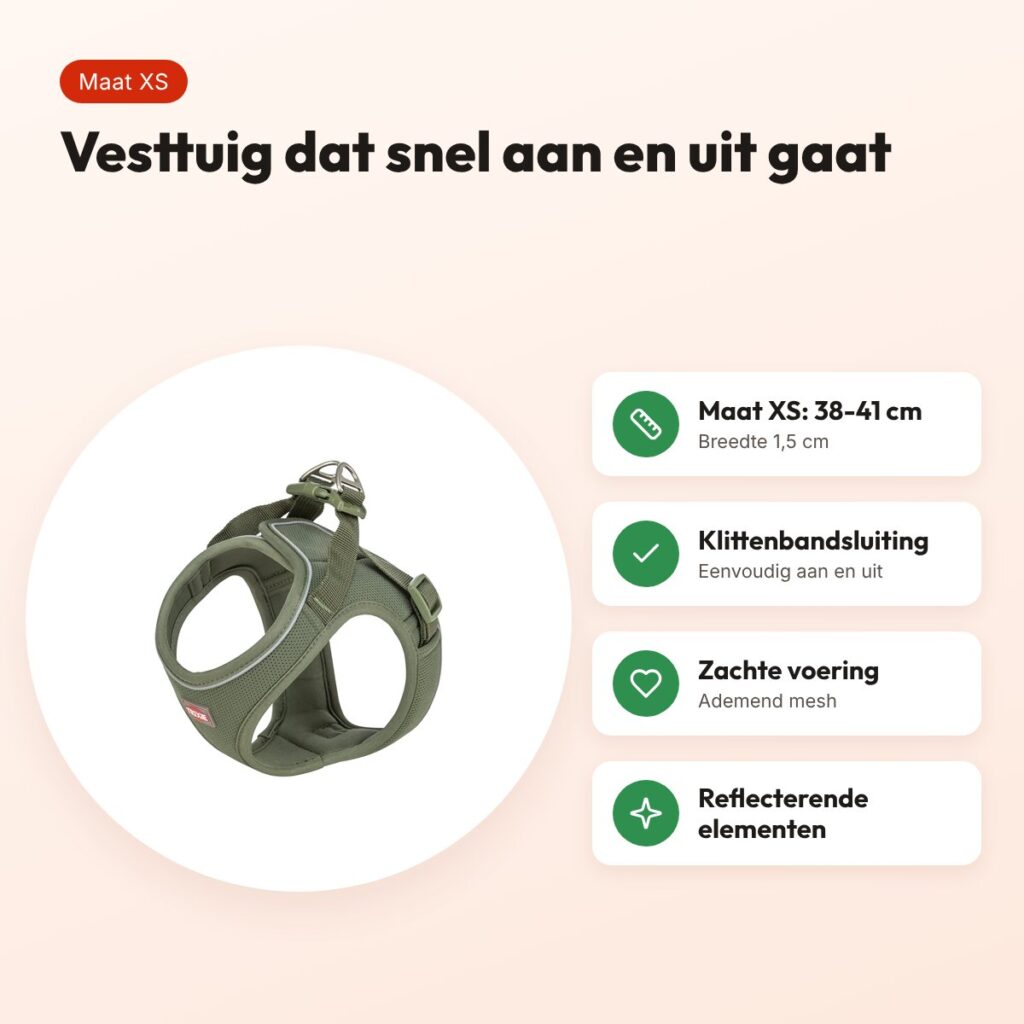 Trixie hondentuig Urbanvest mesh olijfgroen XS 38-41 x 1,5 cm – voordelen
