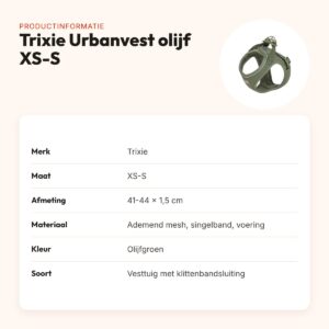 Trixie hondentuig Urbanvest mesh olijfgroen XS-S 41-44 x 1,5 cm – productinformatie