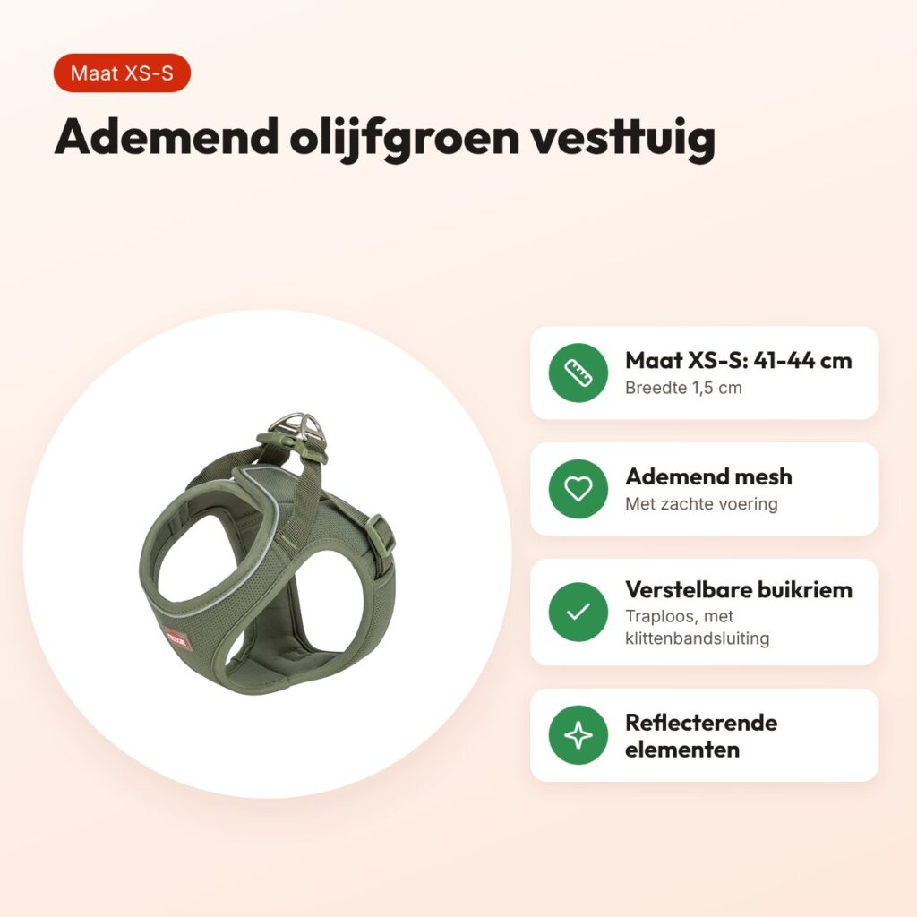 Trixie hondentuig Urbanvest mesh olijfgroen XS-S 41-44 x 1,5 cm – voordelen
