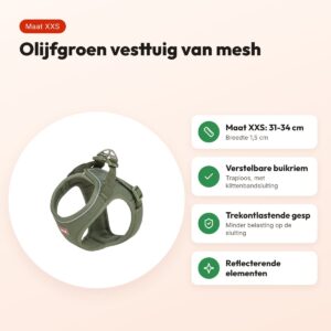 Trixie hondentuig Urbanvest mesh olijfgroen XXS 31-34 x 1,5 cm – voordelen