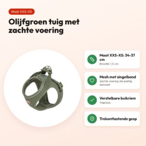 Trixie hondentuig Urbanvest mesh olijfgroen XXS-XS 34-37 x 1,5 cm – voordelen