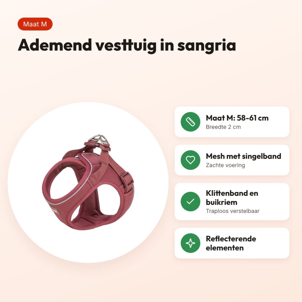 Trixie hondentuig Urbanvest mesh sangria M 58-61 x 2 cm – voordelen