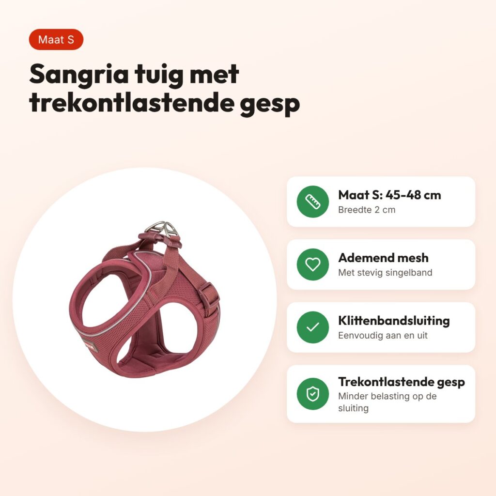 Trixie hondentuig Urbanvest mesh sangria S 45-48 x 2 cm – voordelen
