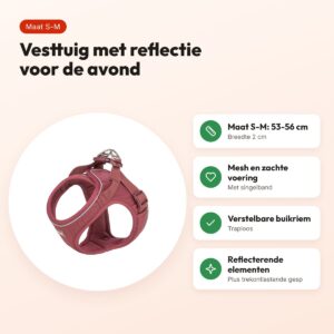 Trixie hondentuig Urbanvest mesh sangria S-M 53-56 x 2 cm – voordelen