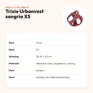 Trixie hondentuig Urbanvest mesh sangria XS 38-41 x 1,5 cm – productinformatie