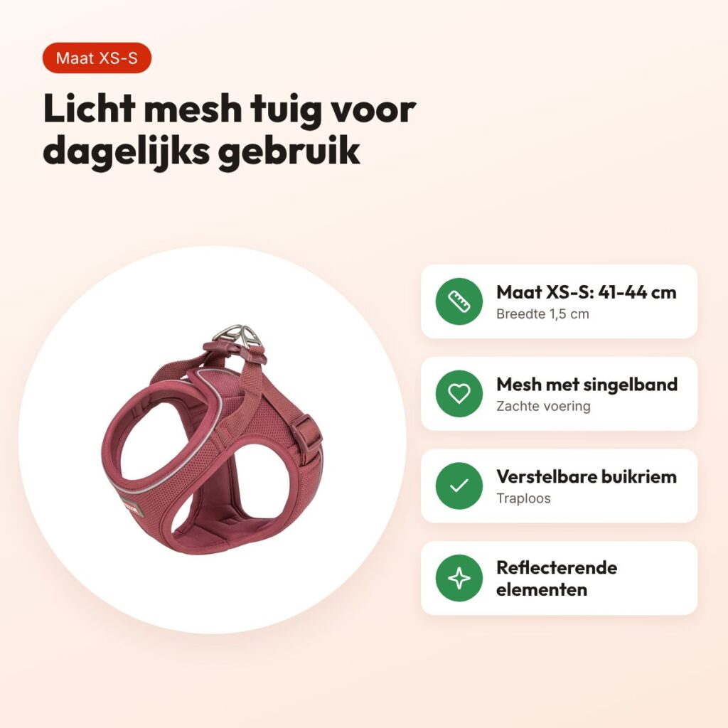 Trixie hondentuig Urbanvest mesh sangria XS-S 41-44 x 1,5 cm – voordelen
