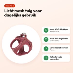 Trixie hondentuig Urbanvest mesh sangria XS-S 41-44 x 1,5 cm – voordelen