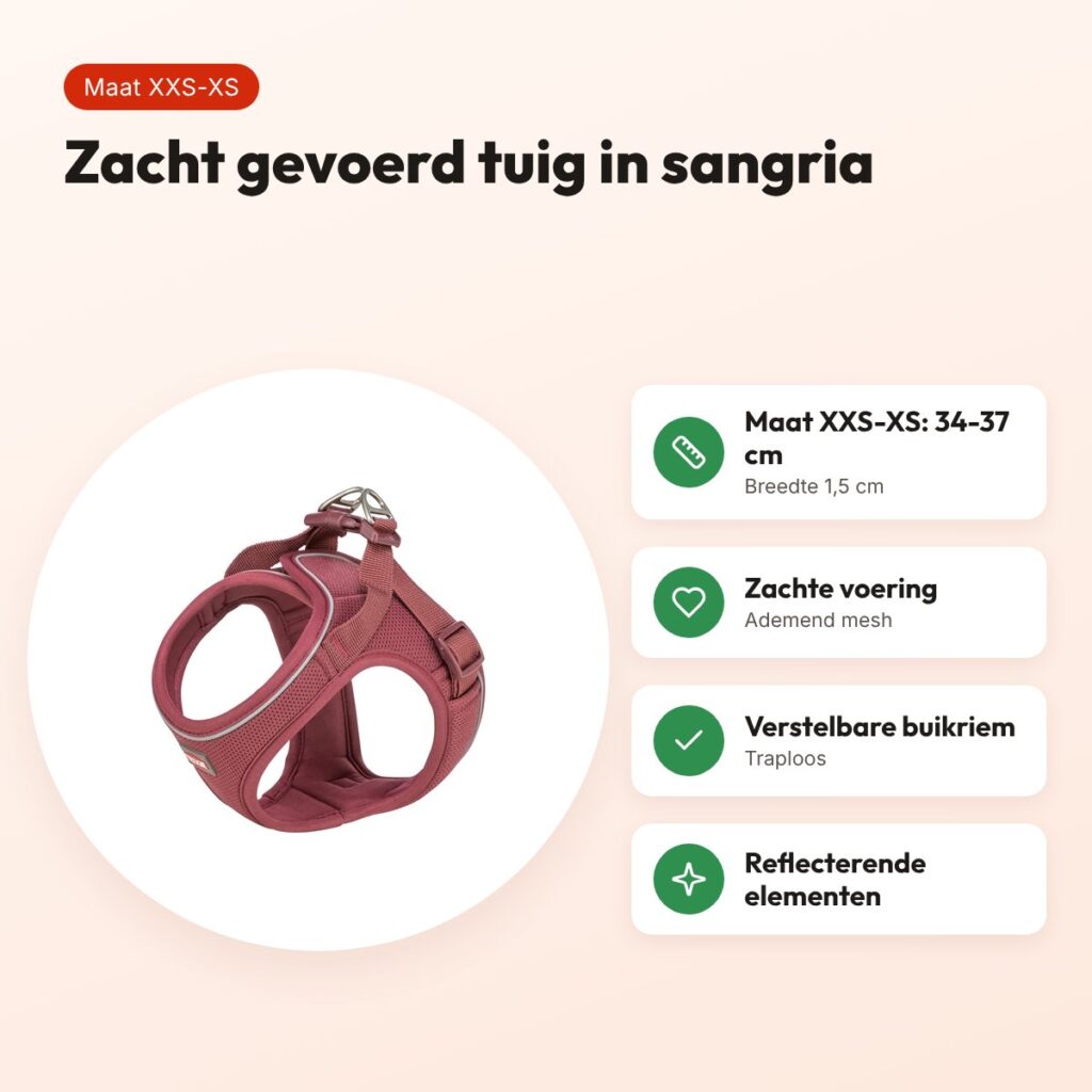 Trixie hondentuig Urbanvest mesh sangria XXS-XS 34-37 x 1,5 cm – voordelen
