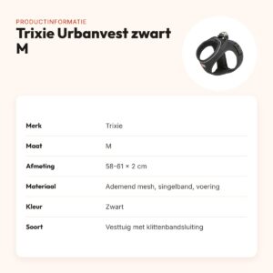 Trixie hondentuig Urbanvest mesh zwart M 58-61 x 2 cm – productinformatie