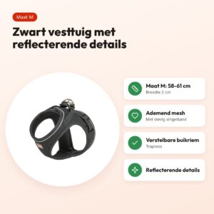 Trixie hondentuig Urbanvest mesh zwart M 58-61 x 2 cm – voordelen