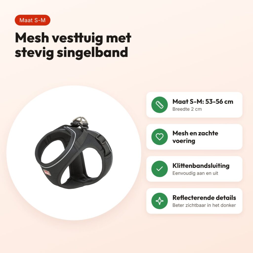 Trixie hondentuig Urbanvest mesh zwart S-M 53-56 x 2 cm – voordelen