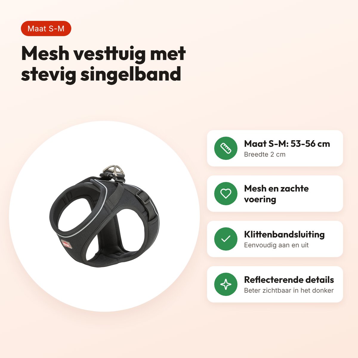 Trixie hondentuig Urbanvest mesh zwart S-M 53-56 x 2 cm – voordelen
