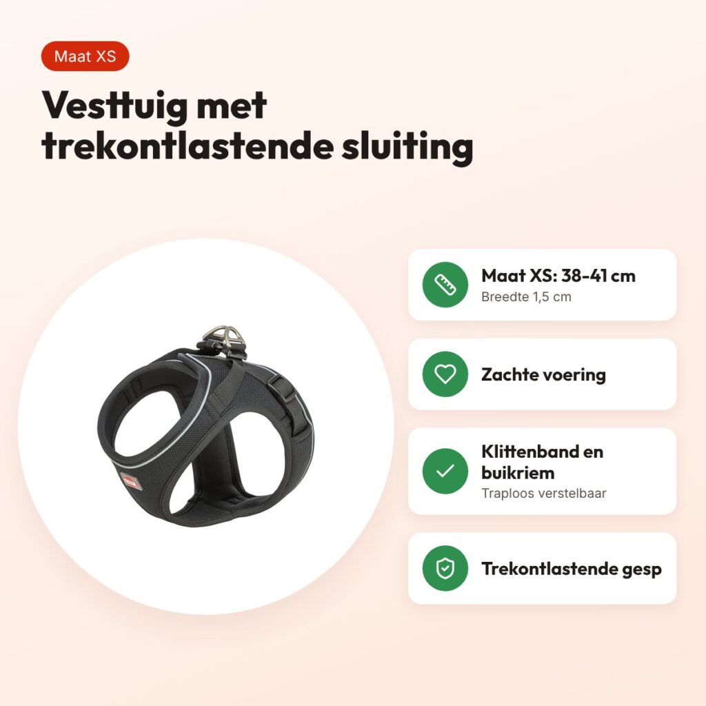 Trixie hondentuig Urbanvest mesh zwart XS 38-41 x 1,5 cm – voordelen