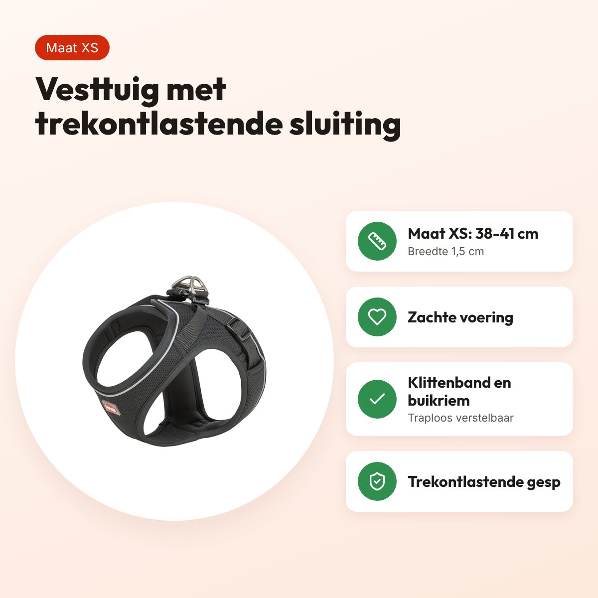 Trixie hondentuig Urbanvest mesh zwart XS 38-41 x 1,5 cm – voordelen