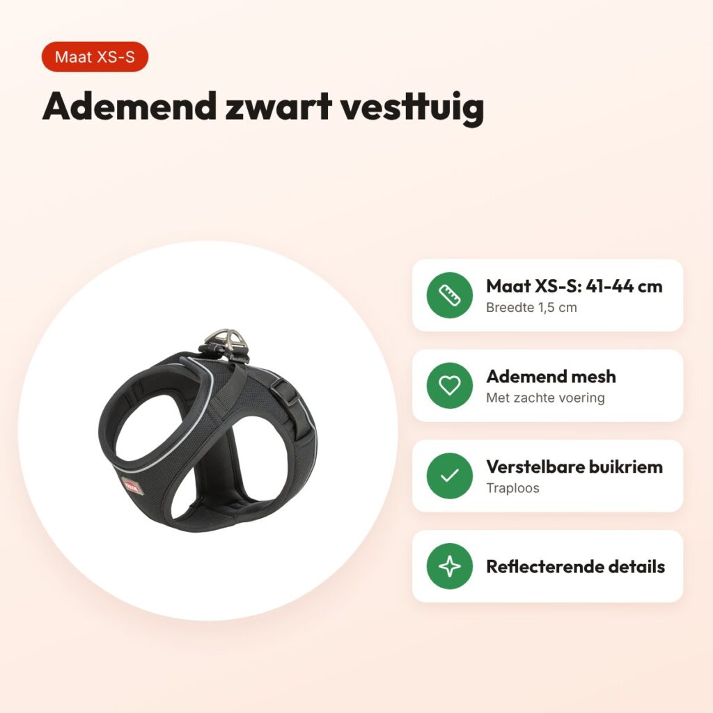 Trixie hondentuig Urbanvest mesh zwart XS-S 41-44 x 1,5 cm – voordelen