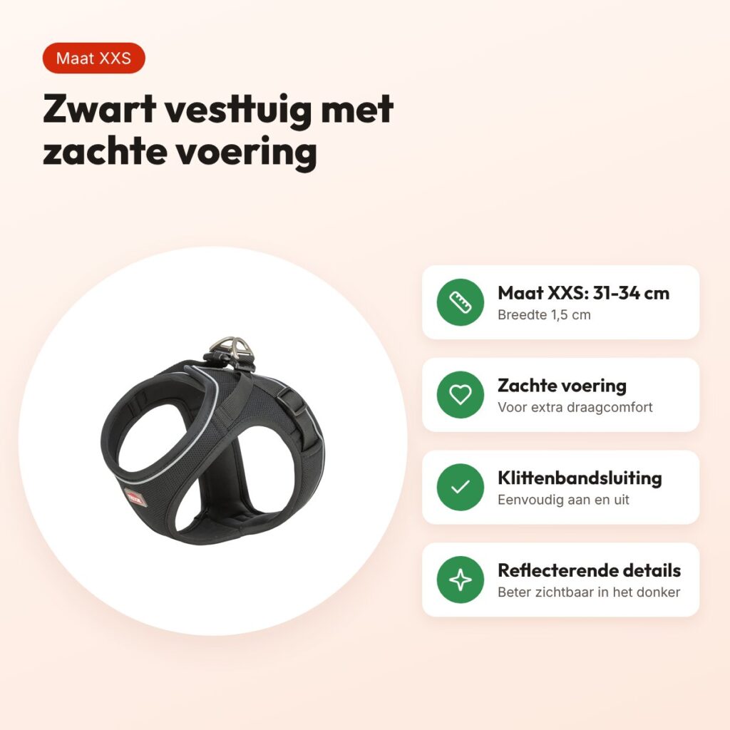 Trixie hondentuig Urbanvest mesh zwart XXS 31-34 x 1,5 cm – voordelen