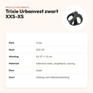 Trixie hondentuig Urbanvest mesh zwart XXS-XS 34-37 x 1,5 cm – productinformatie