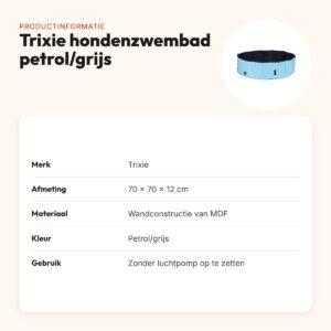 Trixie hondenzwembad 70 x 70 x 12 cm – zonder pomp, slipvaste bodem – productinformatie