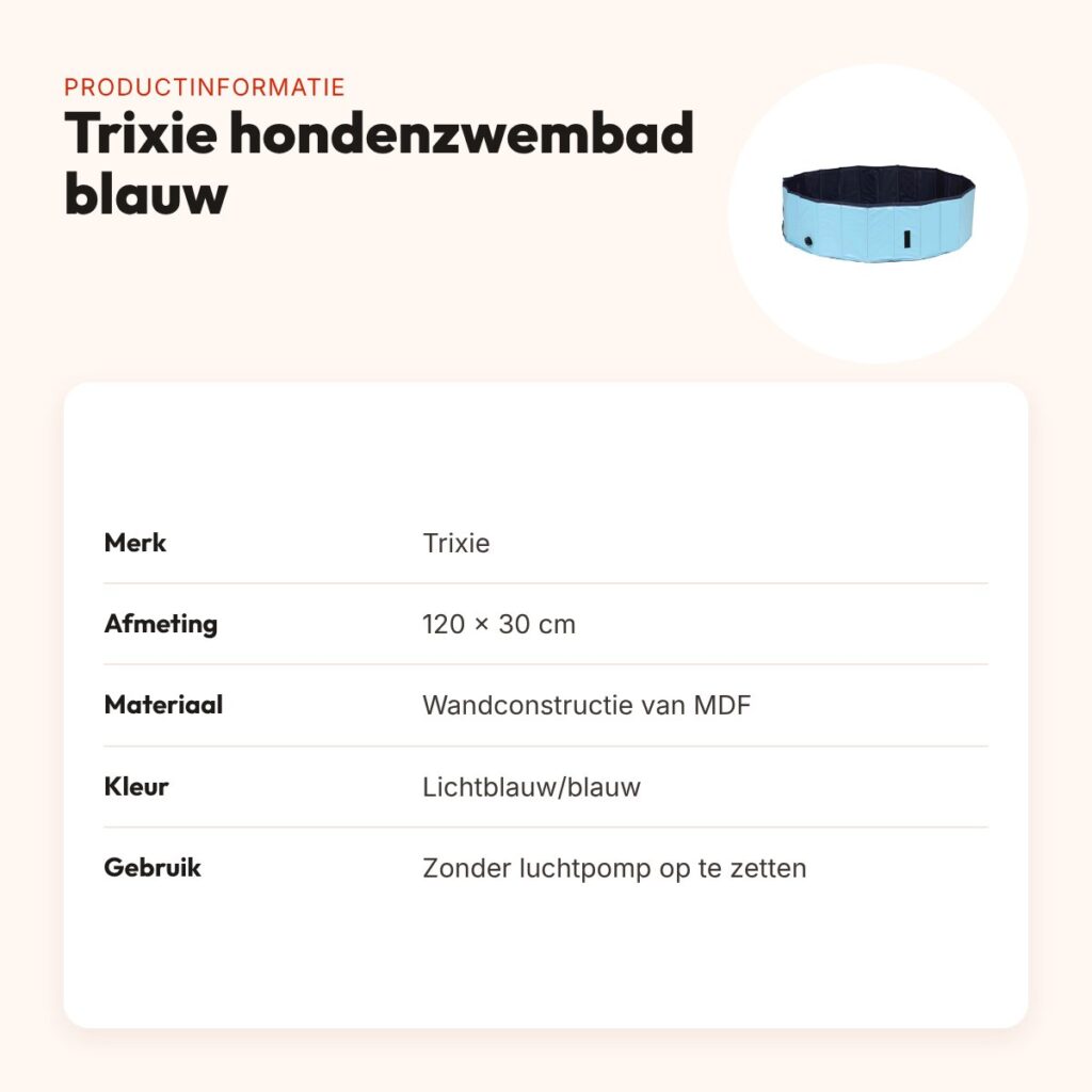 Trixie hondenzwembad lichtblauw/blauw 120 x 30 cm – zonder pomp – productinformatie