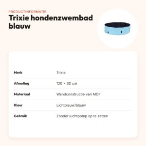 Trixie hondenzwembad lichtblauw/blauw 120 x 30 cm – zonder pomp – productinformatie