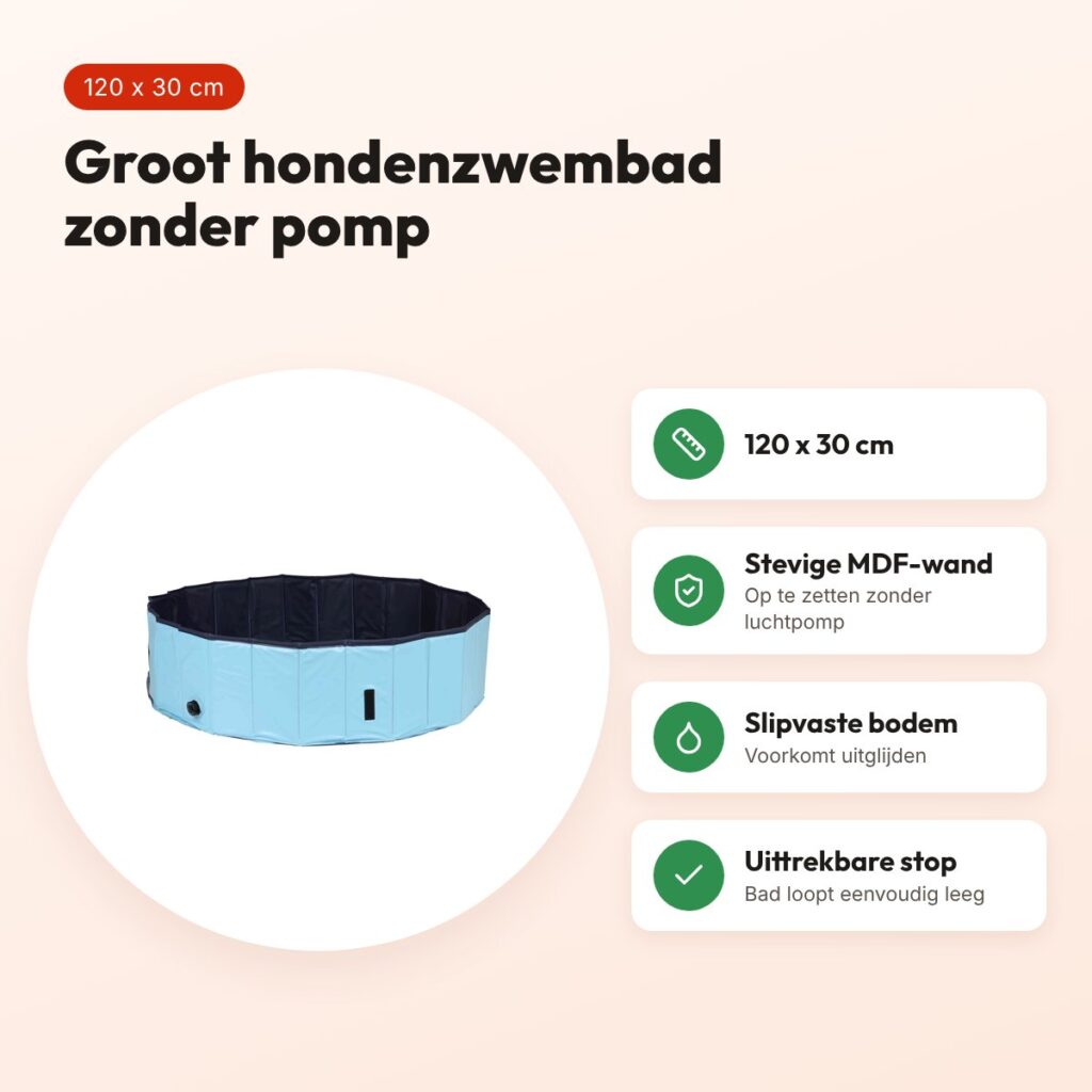 Trixie hondenzwembad lichtblauw/blauw 120 x 30 cm – zonder pomp – voordelen