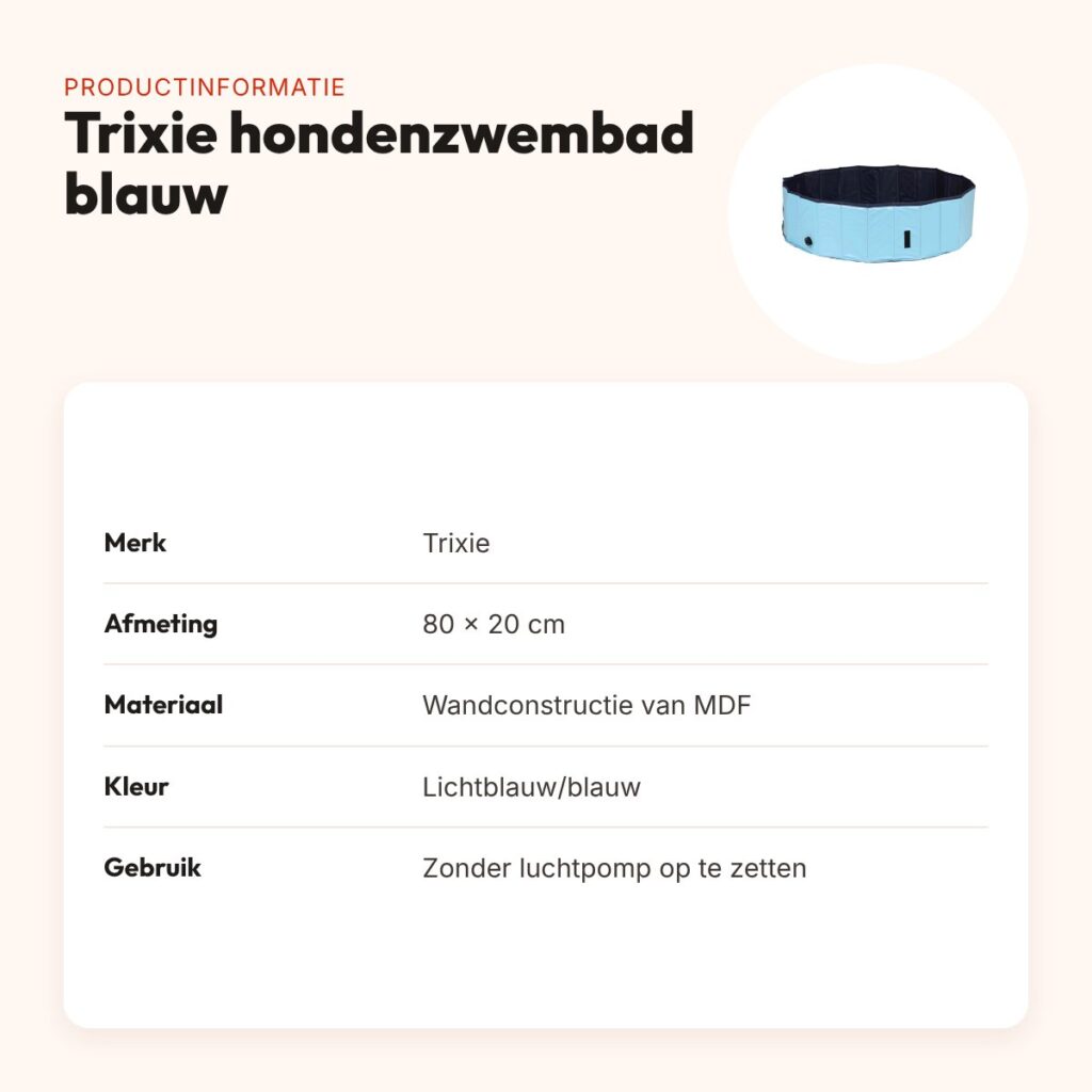 Trixie hondenzwembad lichtblauw/blauw 80 x 20 cm – zonder pomp – productinformatie