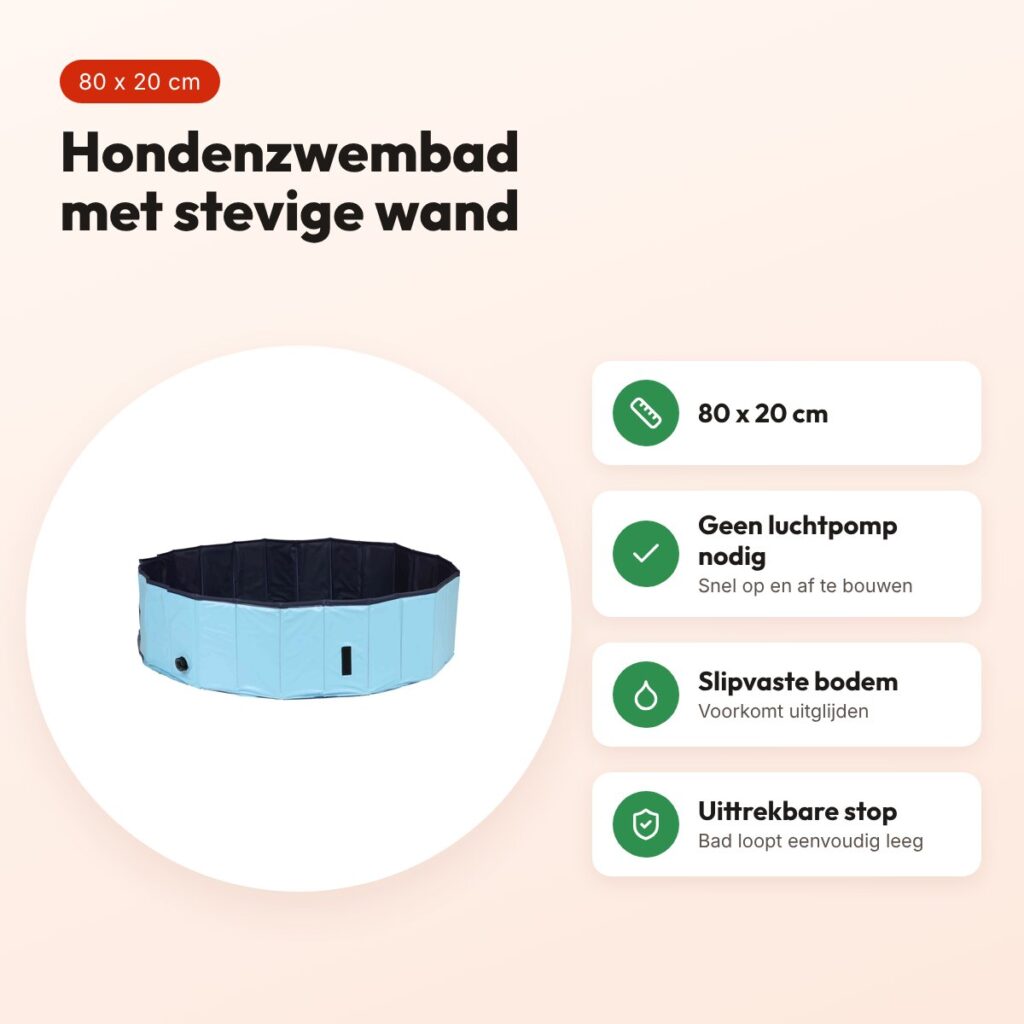 Trixie hondenzwembad lichtblauw/blauw 80 x 20 cm – zonder pomp – voordelen