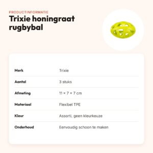 Trixie honingraat rugbybal TPE assorti 11 cm – 3 stuks – productinformatie