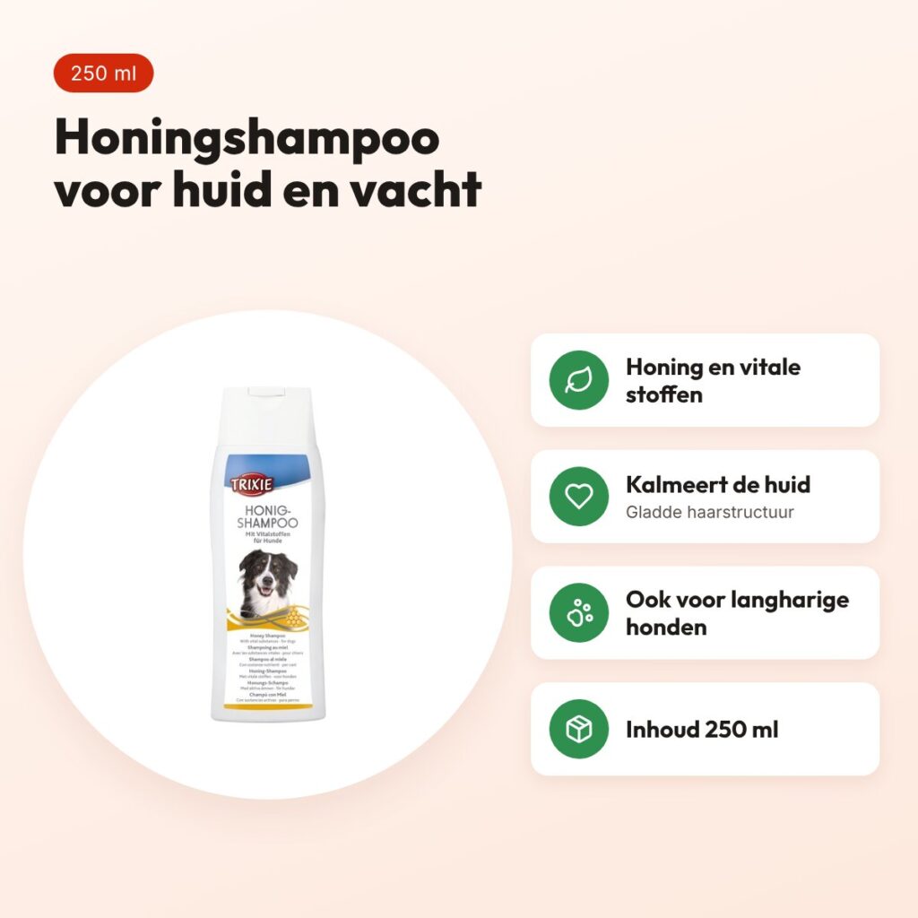 Trixie honingshampoo hond 250 ml – ook voor langharige honden – voordelen