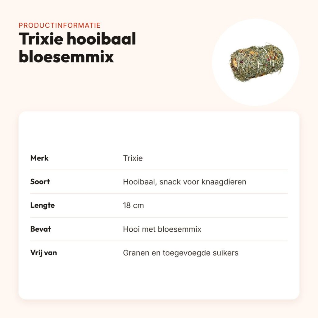 Trixie hooibaal bloesemmix 18 cm – graanvrije snack – productinformatie
