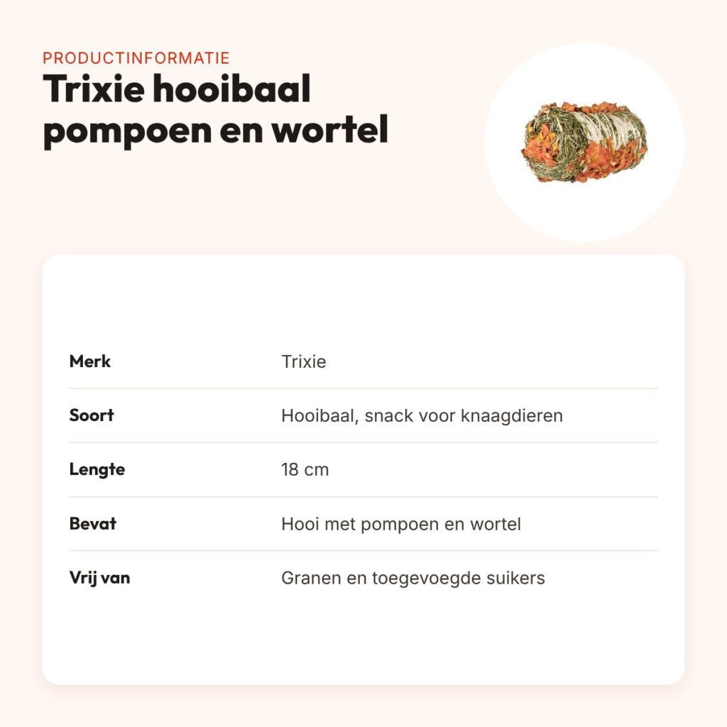 Trixie hooibaal pompoen en wortel 18 cm – graanvrije snack – productinformatie