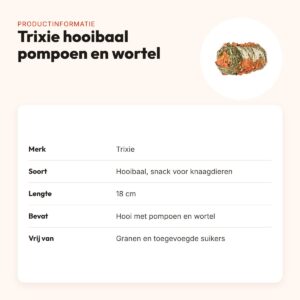 Trixie hooibaal pompoen en wortel 18 cm – graanvrije snack – productinformatie